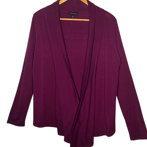 Rafaella Womens M Cardigan Sweater Drape Front Burgundy Career Comfortable Y2K - Picture 1 of 16